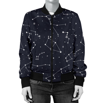 Constellation Pattern Print Design 03 Women's Bomber Jacket
