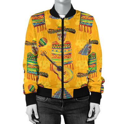 Maracas Mexican Style Pattern Print Design 02 Women's Bomber Jacket