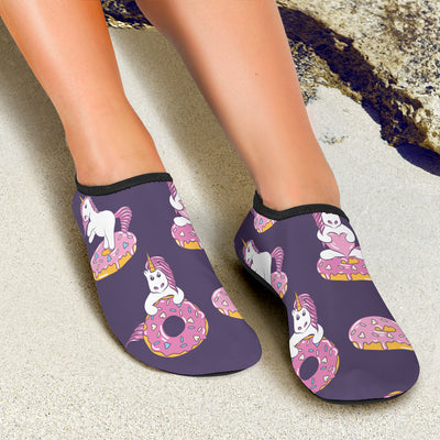 Donut Unicorn Pattern Print Design DN011 Aqua Water Shoes