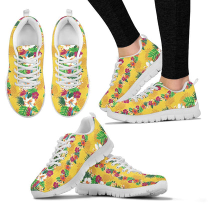 Hawaiian Themed Pattern Print Design H09 Sneakers White Bottom Shoes
