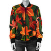 Amaryllis Pattern Print Design AL05 Women Bomber Jacket