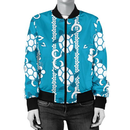 Hawaiian Themed Pattern Print Design H025 Women Bomber Jacket
