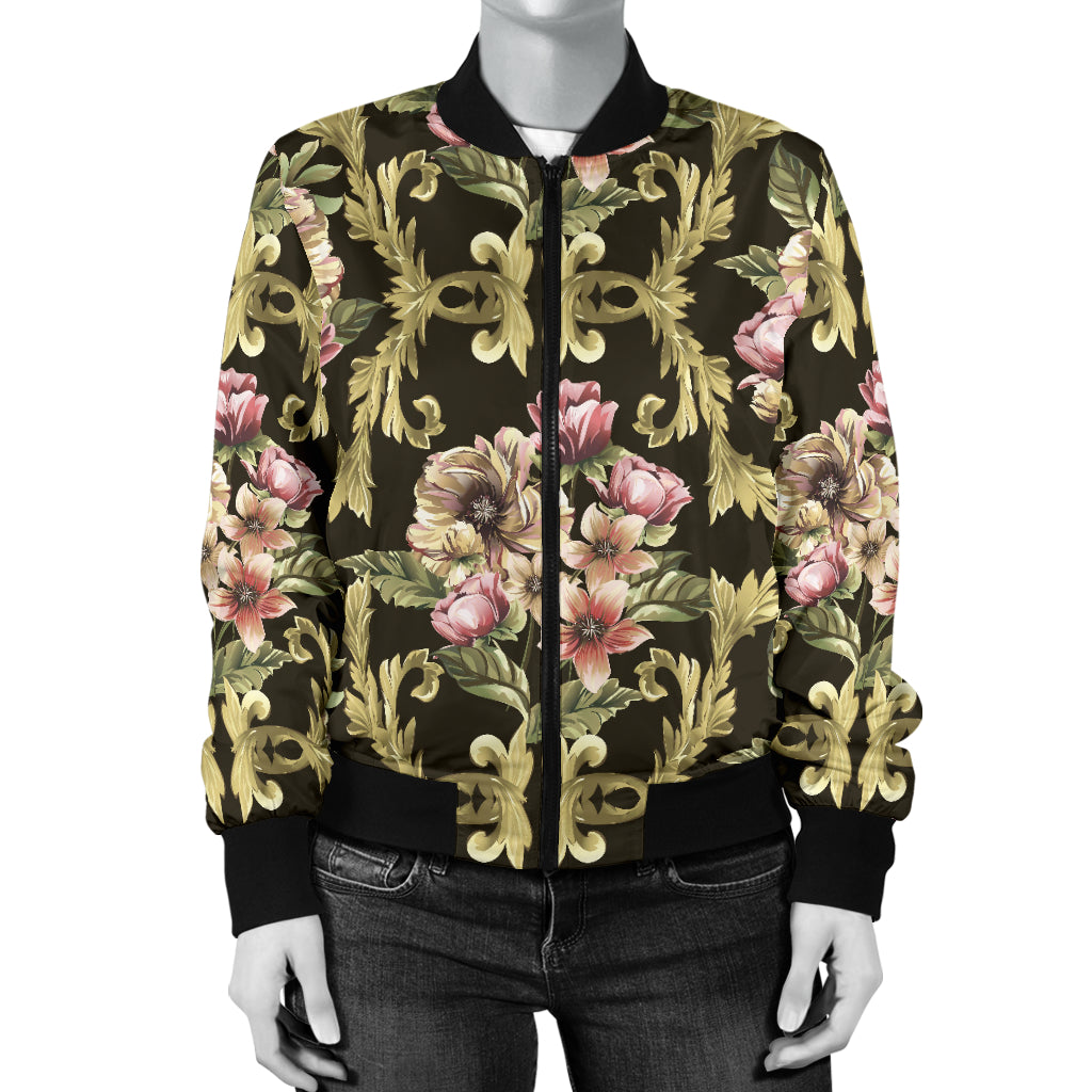 Baroque Pattern Print Design 02 Women's Bomber Jacket