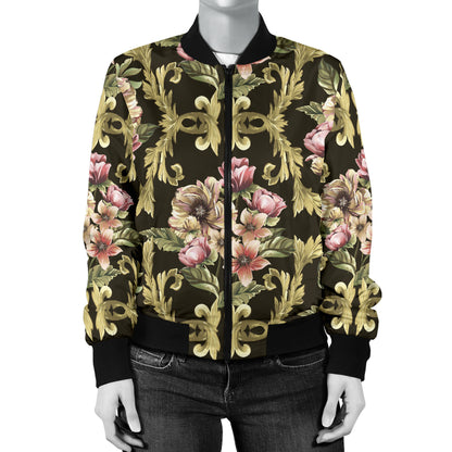 Baroque Pattern Print Design 02 Women's Bomber Jacket