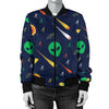 Alien UFO Pattern Print Design 05 Women's Bomber Jacket