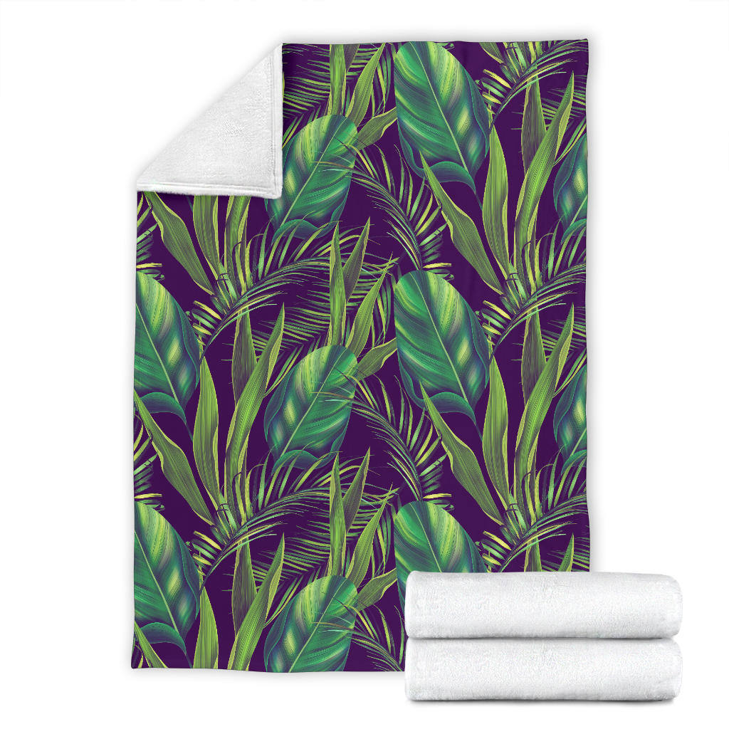 Palm Leaves Pattern Print Design PL03 Fleece Blanket