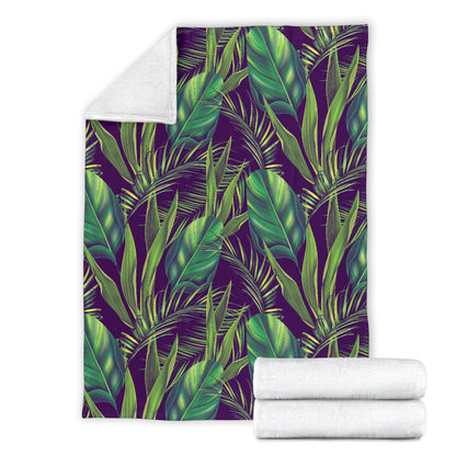 Palm Leaves Pattern Print Design PL03 Fleece Blanket