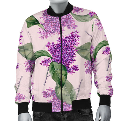 Lilac Pattern Print Design LI02 Men Bomber Jacket