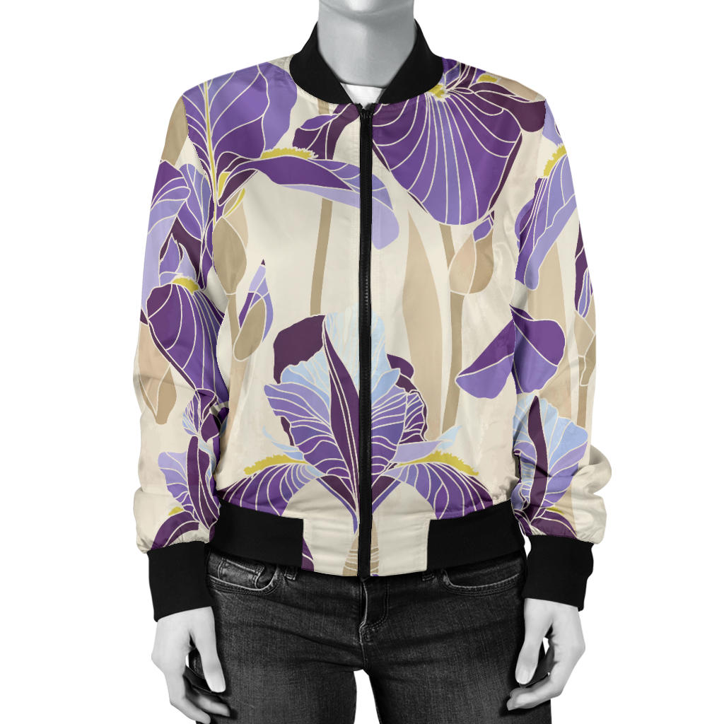 Iris Pattern Print Design IR02 Women Bomber Jacket