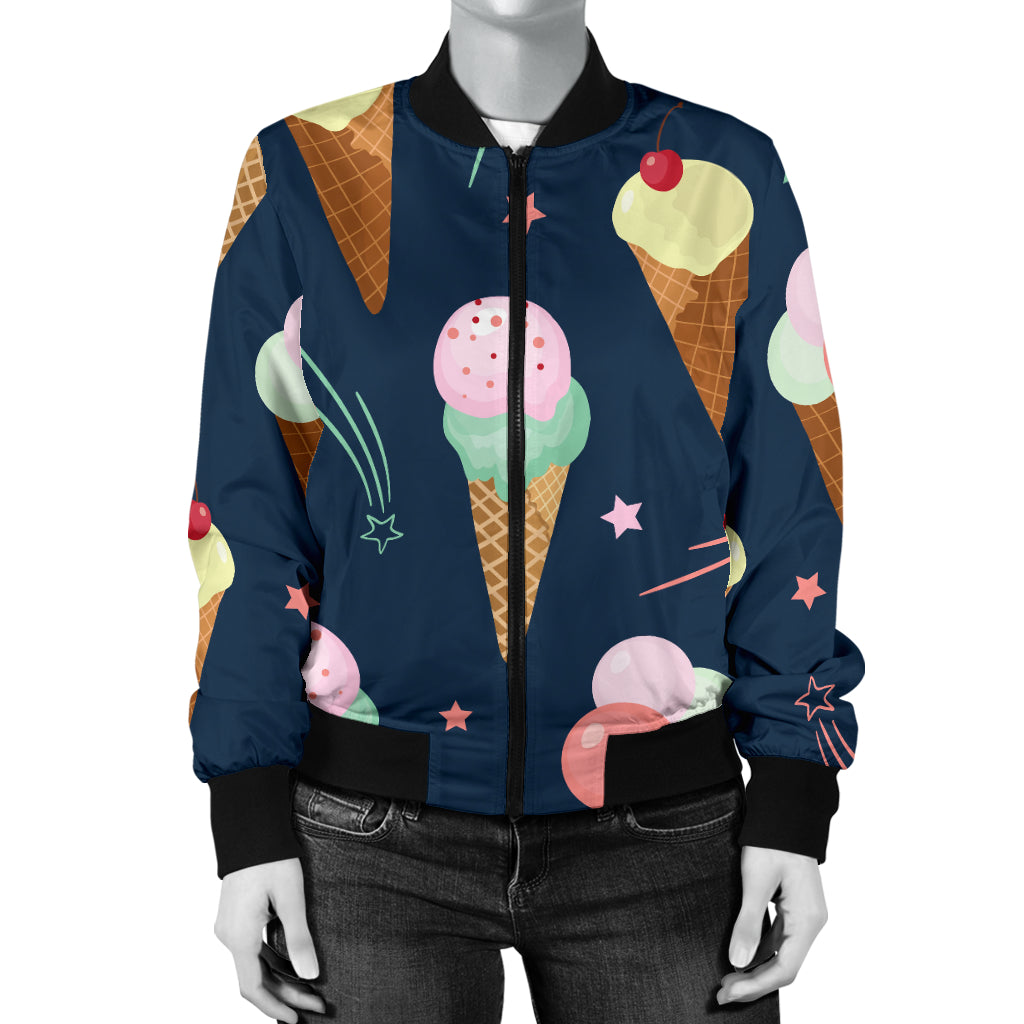 Ice Cream Pattern Print Design 04 Women's Bomber Jacket