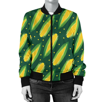 Corn Pattern Print Design 03 Women's Bomber Jacket