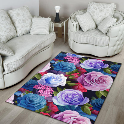 Rose Pattern Print Design RO09 Area Rugs
