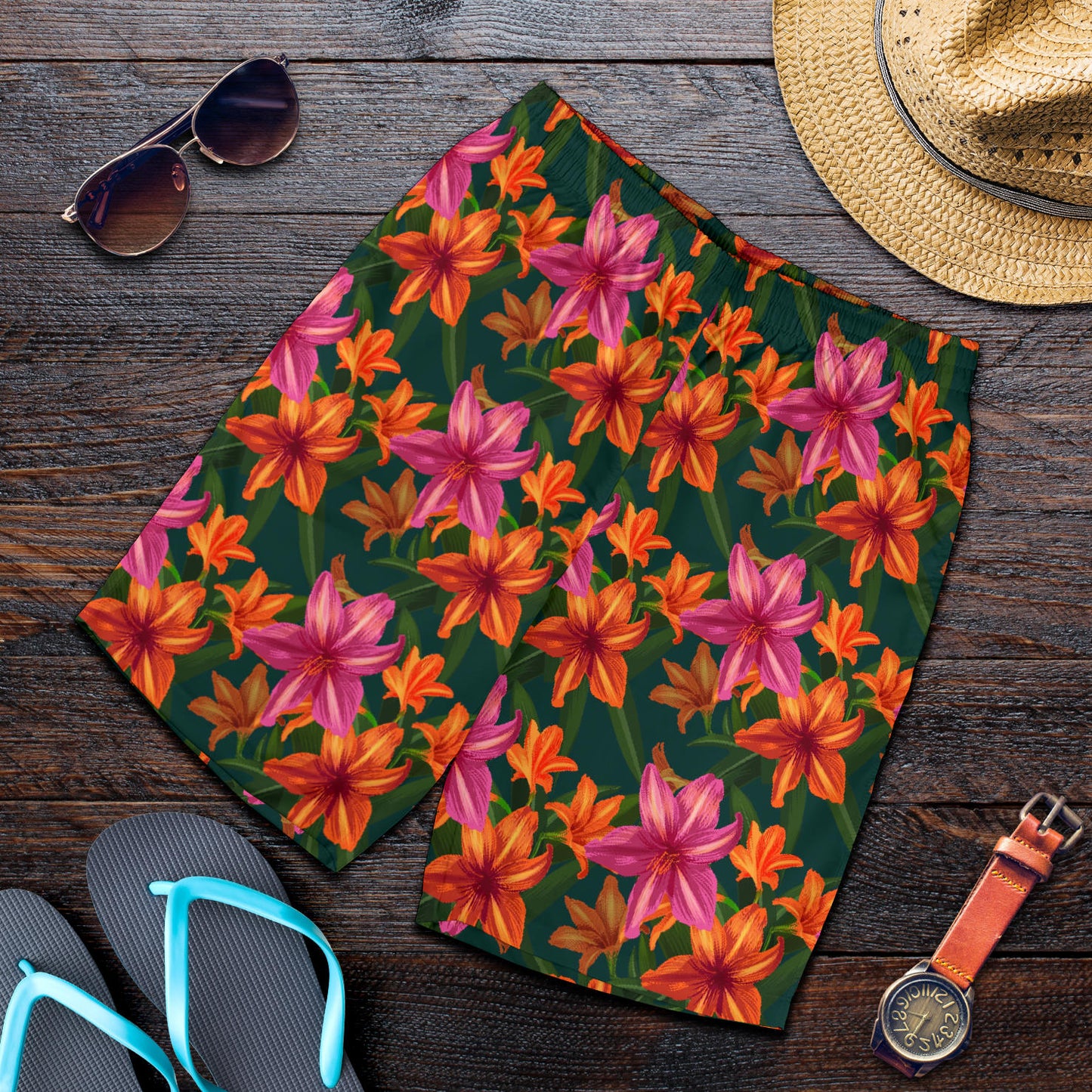 Amaryllis Pattern Print Design AL01 Mens Shorts