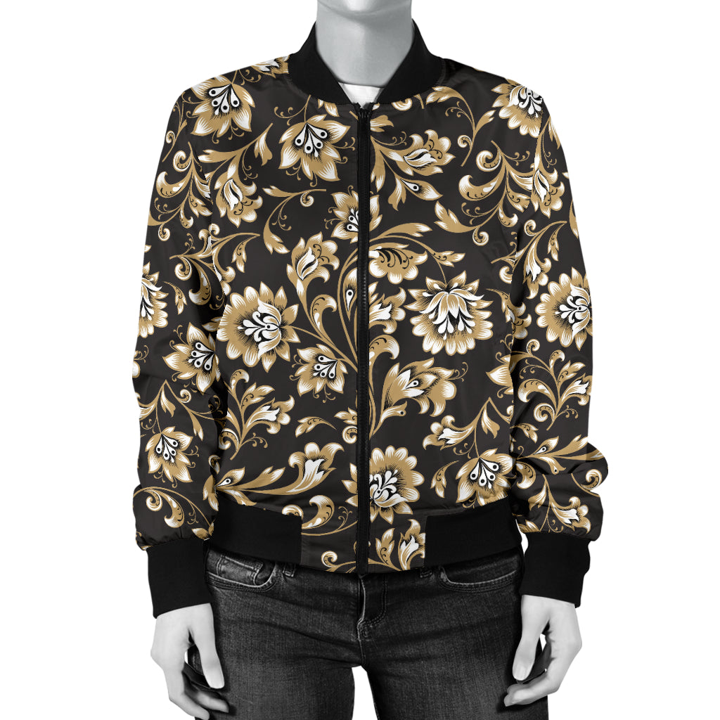 Brocade Pattern Print Design 03 Women's Bomber Jacket