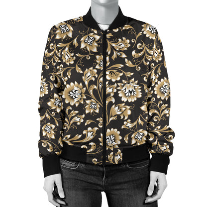Brocade Pattern Print Design 03 Women's Bomber Jacket