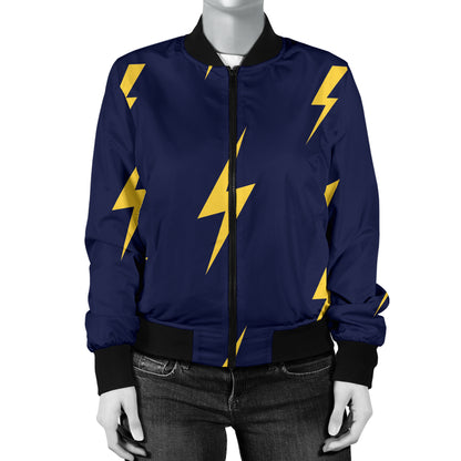 Lightning Thunder Pattern Print Design 03 Women's Bomber Jacket