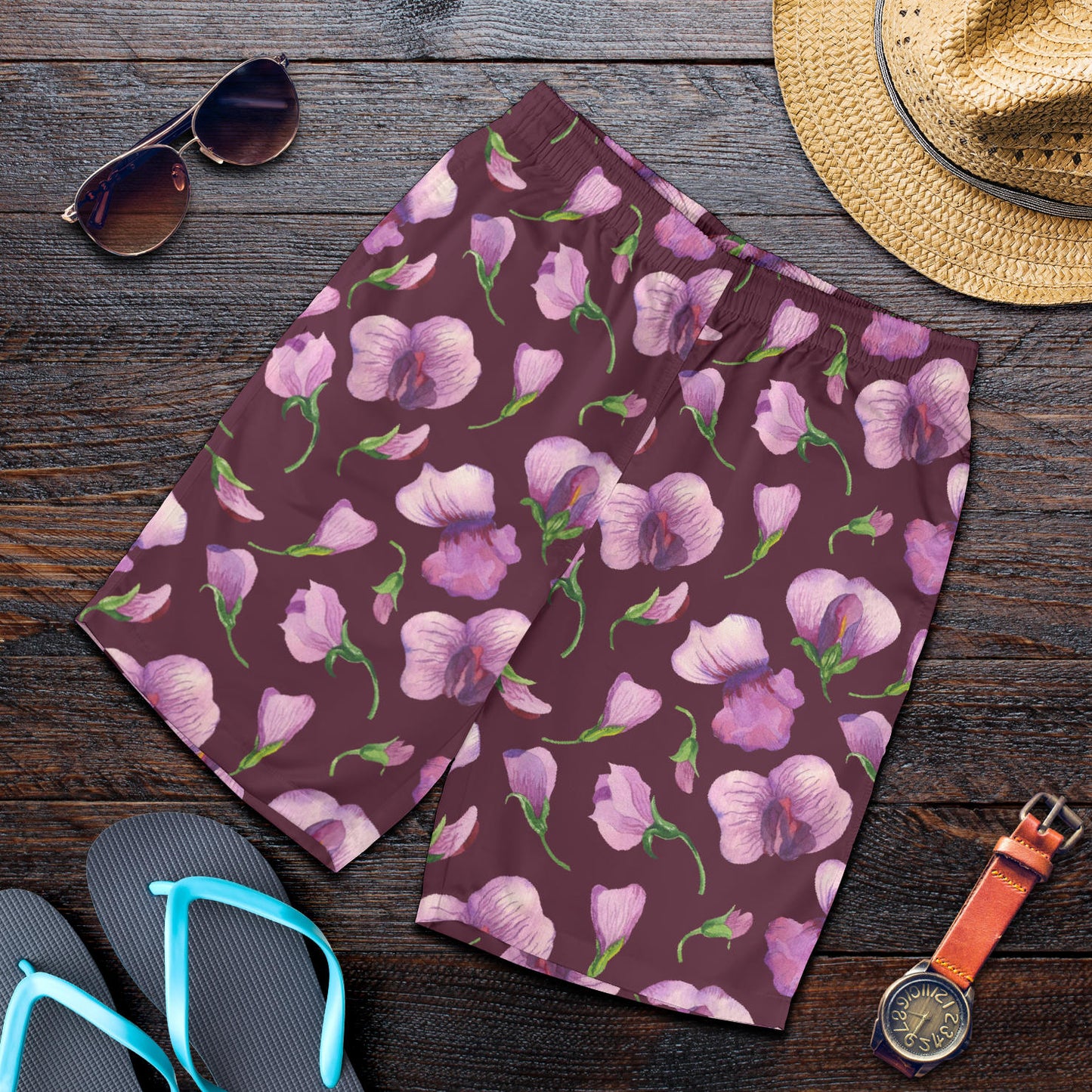 Peony Pattern Print Design PE010 Mens Shorts