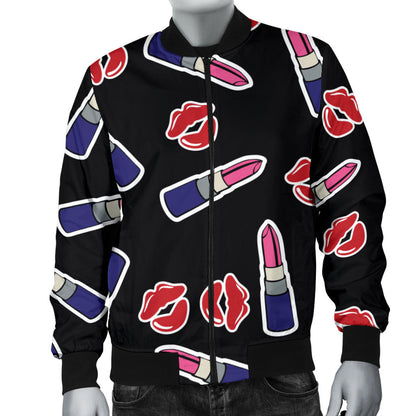 Lipstick Pattern Print Design LT01 Men Bomber Jacket