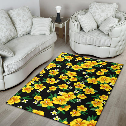 Yellow Hibiscus Pattern Print Design HB08 Area Rugs