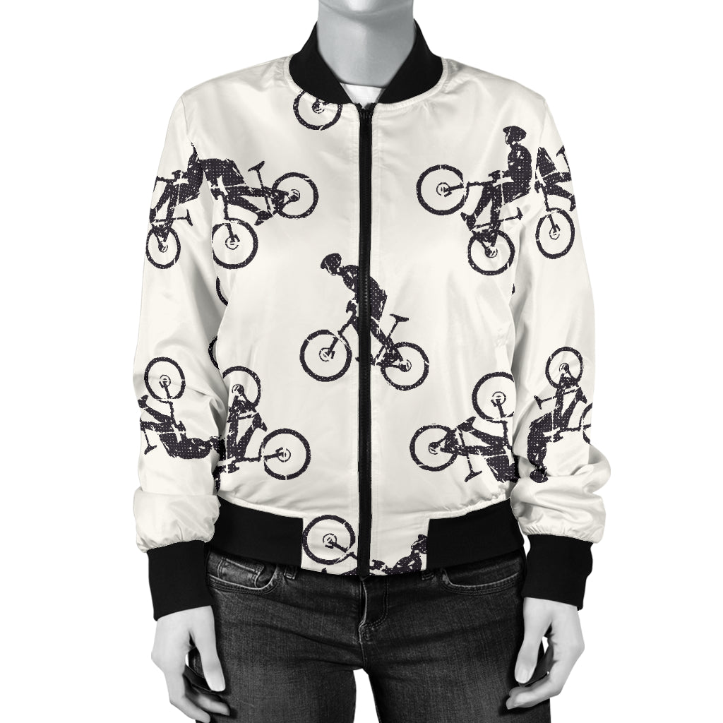 Mountain bike Pattern Print Design 01 Women's Bomber Jacket