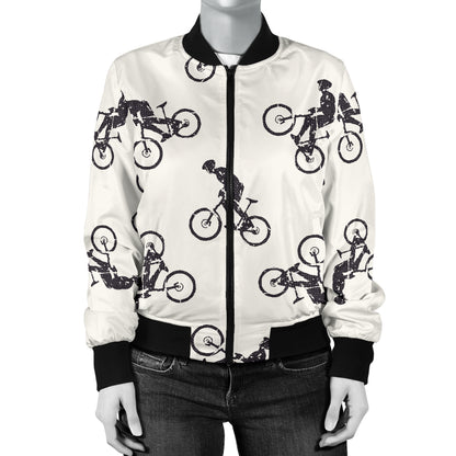 Mountain bike Pattern Print Design 01 Women's Bomber Jacket