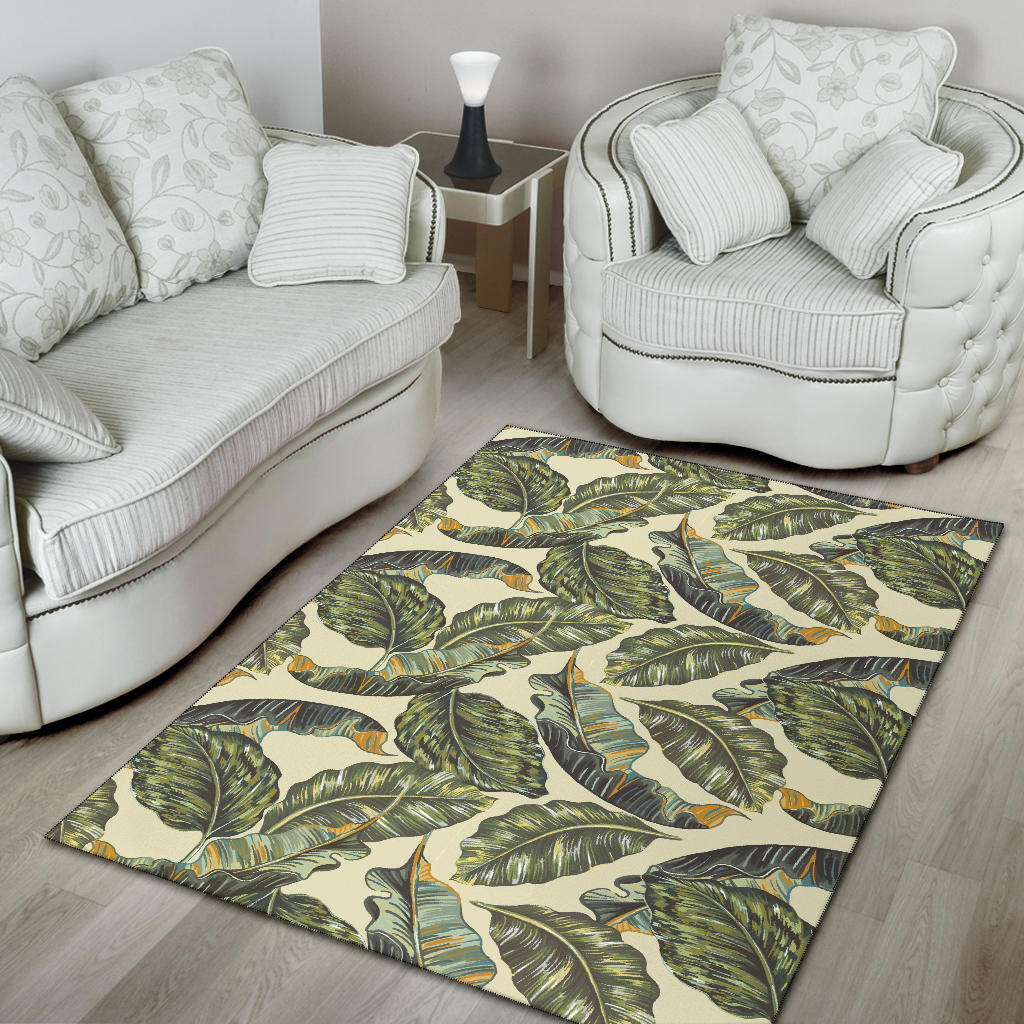 Banana Leaf Pattern Print Design BL08 Area Rugs