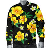 Yellow Hibiscus Pattern Print Design HB08 Men Bomber Jacket