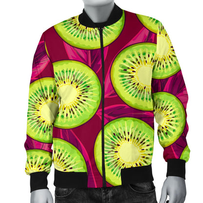 Kiwi Pattern Print Design KW05 Men Bomber Jacket