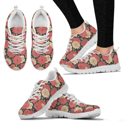 Camellia Pattern Print Design CM01 Sneakers White Bottom Shoes