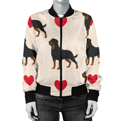 Rottweiler Pattern Print Design A02 Women's Bomber Jacket