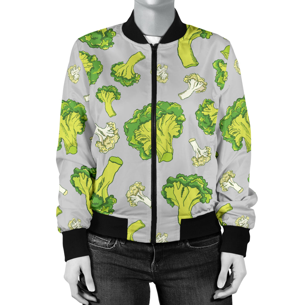 Broccoli Pattern Print Design 03 Women's Bomber Jacket
