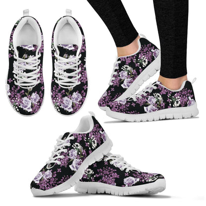 Lilac Pattern Print Design LI04 Sneakers White Bottom Shoes