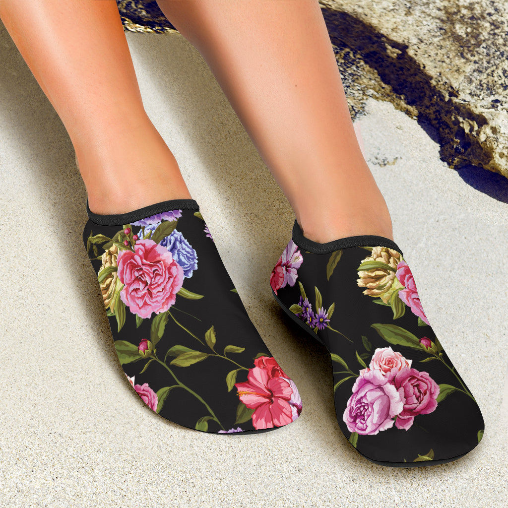 Carnations Pattern Print Design CN05 Aqua Water Shoes