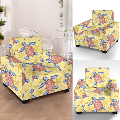 Sea Turtle Pattern Print Design T06 Armchair Slipcover