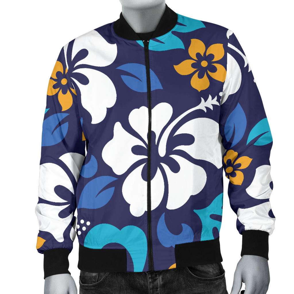 Hibiscus Pattern Print Design HB030 Men Bomber Jacket