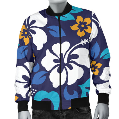 Hibiscus Pattern Print Design HB030 Men Bomber Jacket