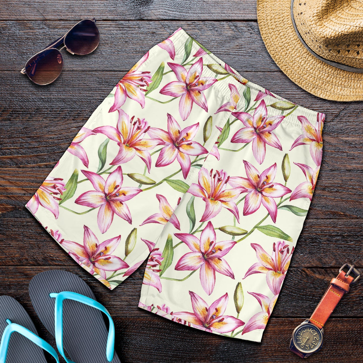 Lily Pattern Print Design LY011 Mens Shorts