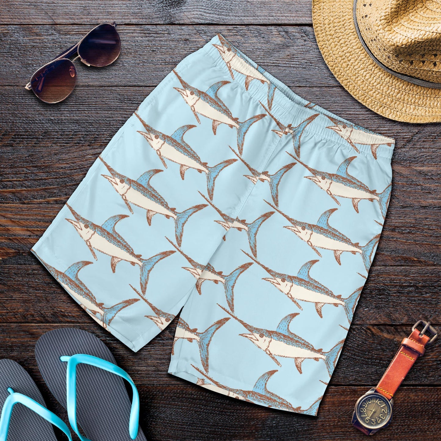 Swordfish Pattern Print Design 01 Mens Shorts