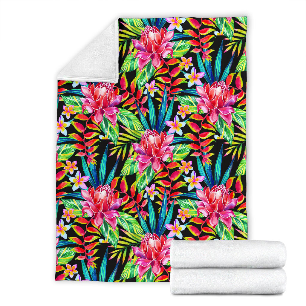 Heliconia Pattern Print Design HL02 Fleece Blanket