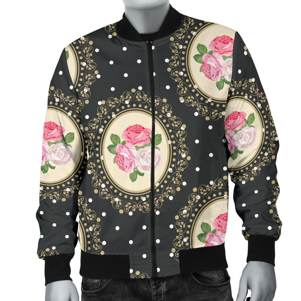 Rose Pattern Print Design RO015 Men Bomber Jacket