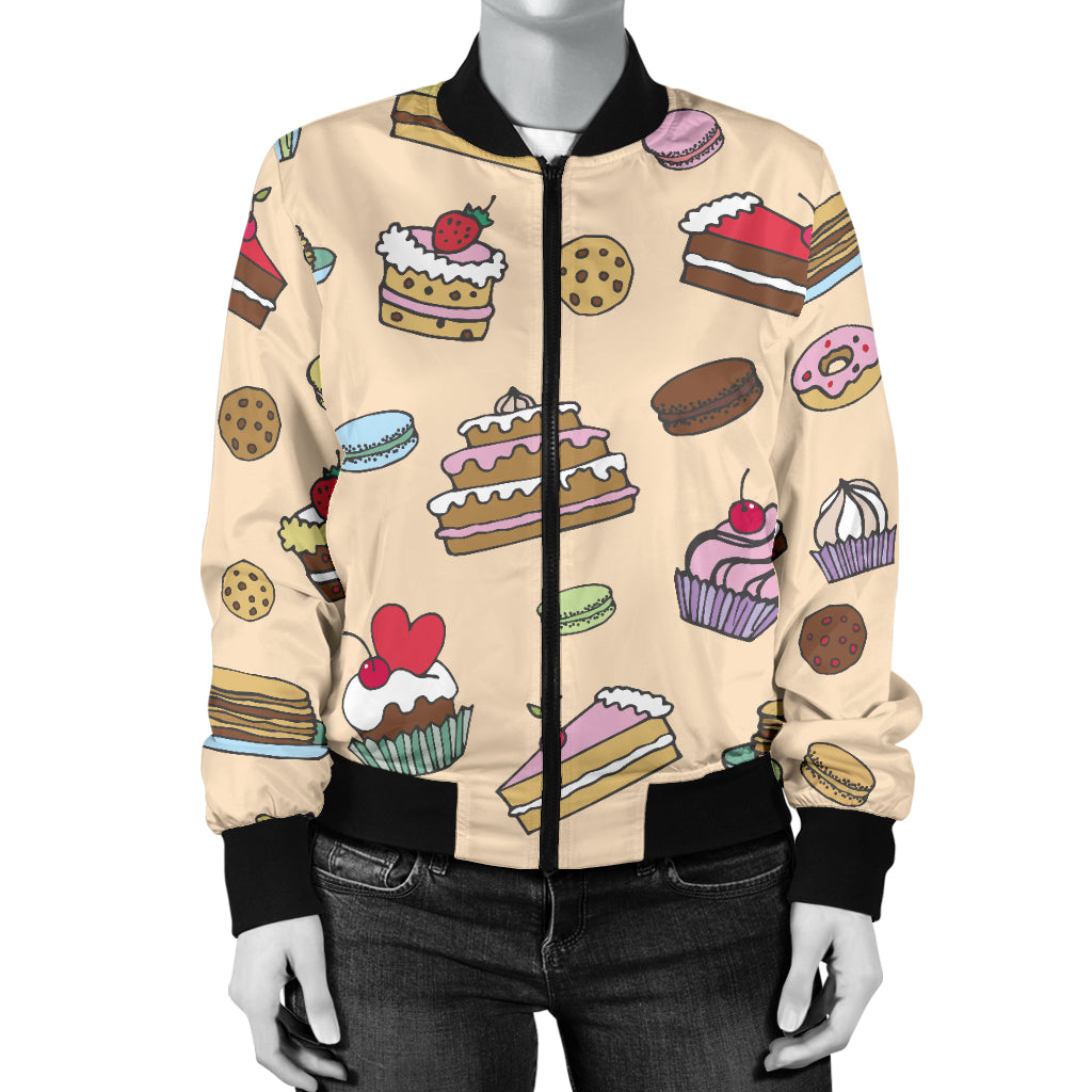 Cake Pattern Print Design 03 Women's Bomber Jacket