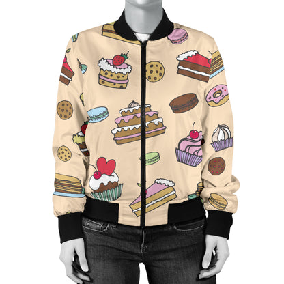 Cake Pattern Print Design 03 Women's Bomber Jacket