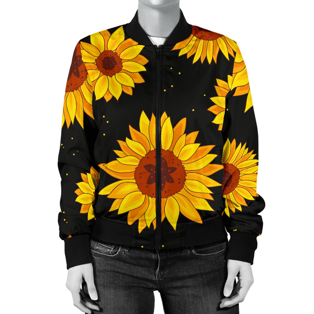 Sunflower Pattern Print Design SF09 Women Bomber Jacket