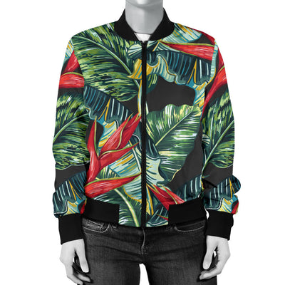 Bird Of Paradise Pattern Print Design BOP06 Women Bomber Jacket