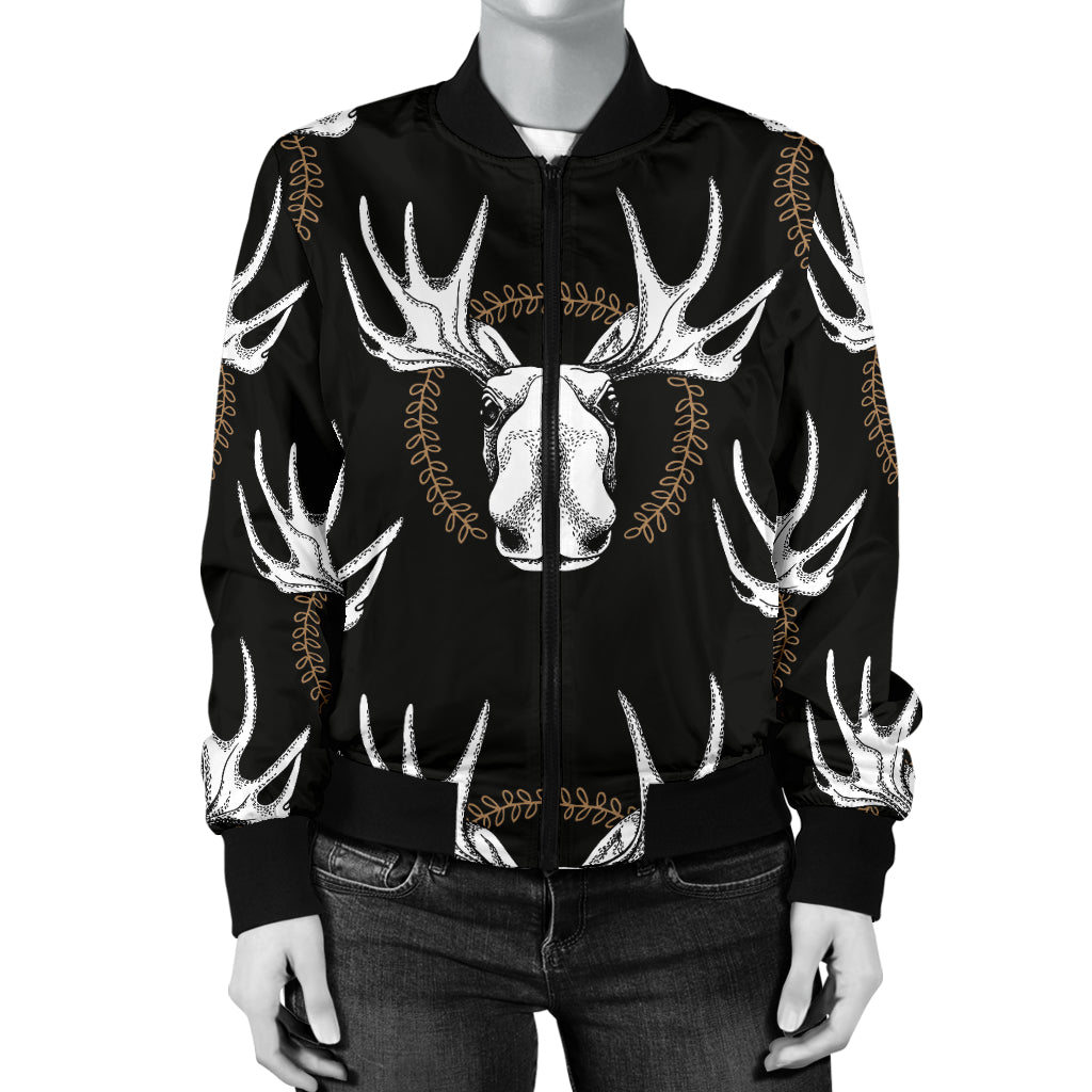 Moose Pattern Print Design 02 Women's Bomber Jacket