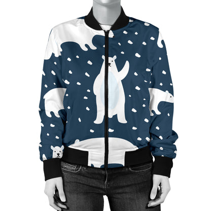 Polar Bear Pattern Print Design A02 Women's Bomber Jacket