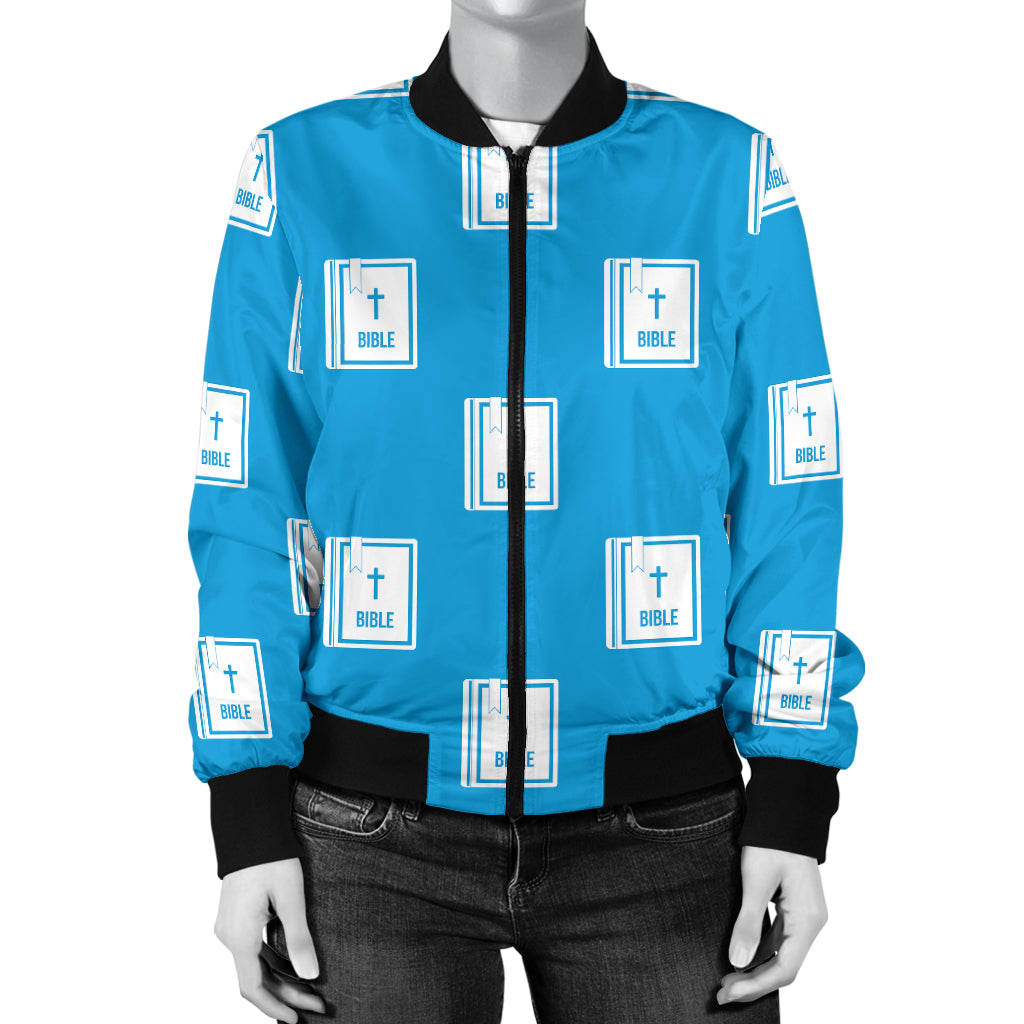 Bible Pattern Print Design 02 Women's Bomber Jacket