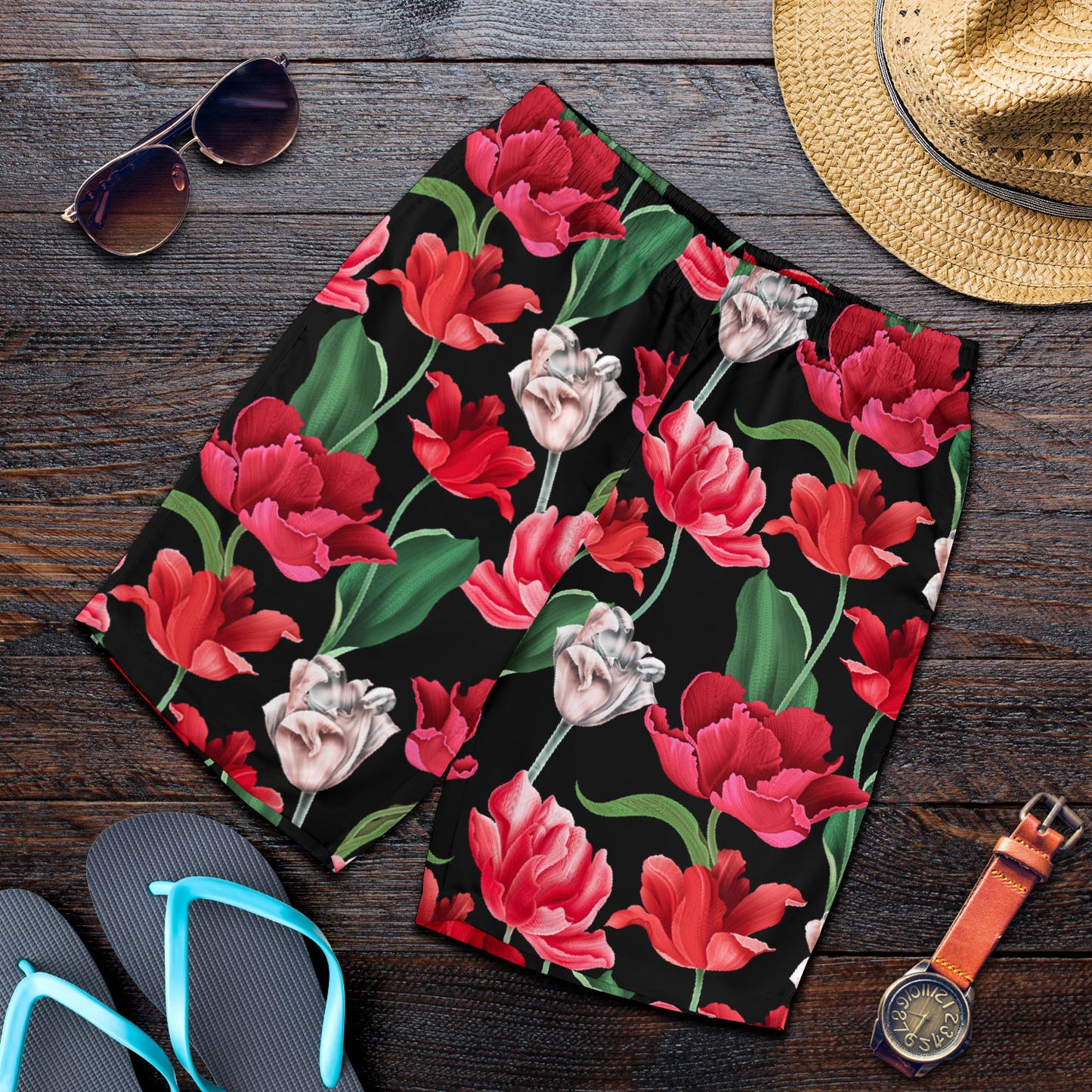 Tulip Pattern Print Design TP08 Mens Shorts