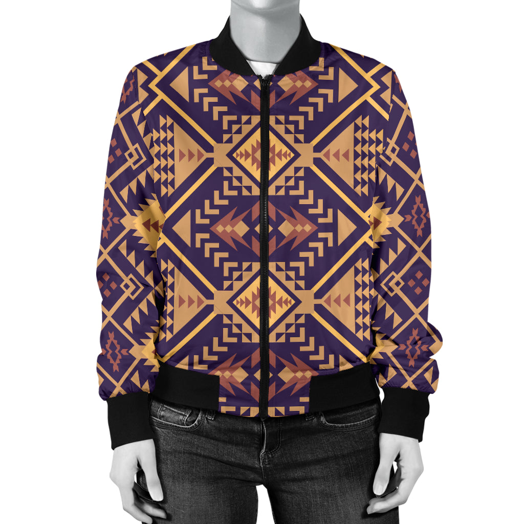 Aztec Pattern Print Design 09 Women's Bomber Jacket