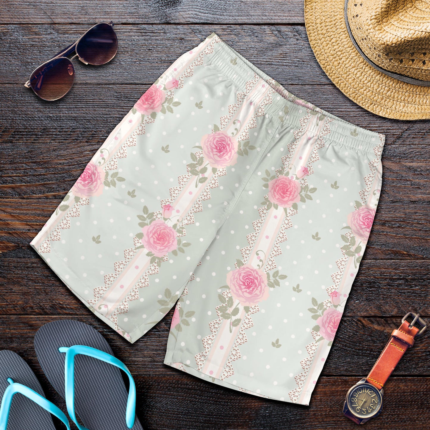 Rose Pattern Print Design RO016 Mens Shorts